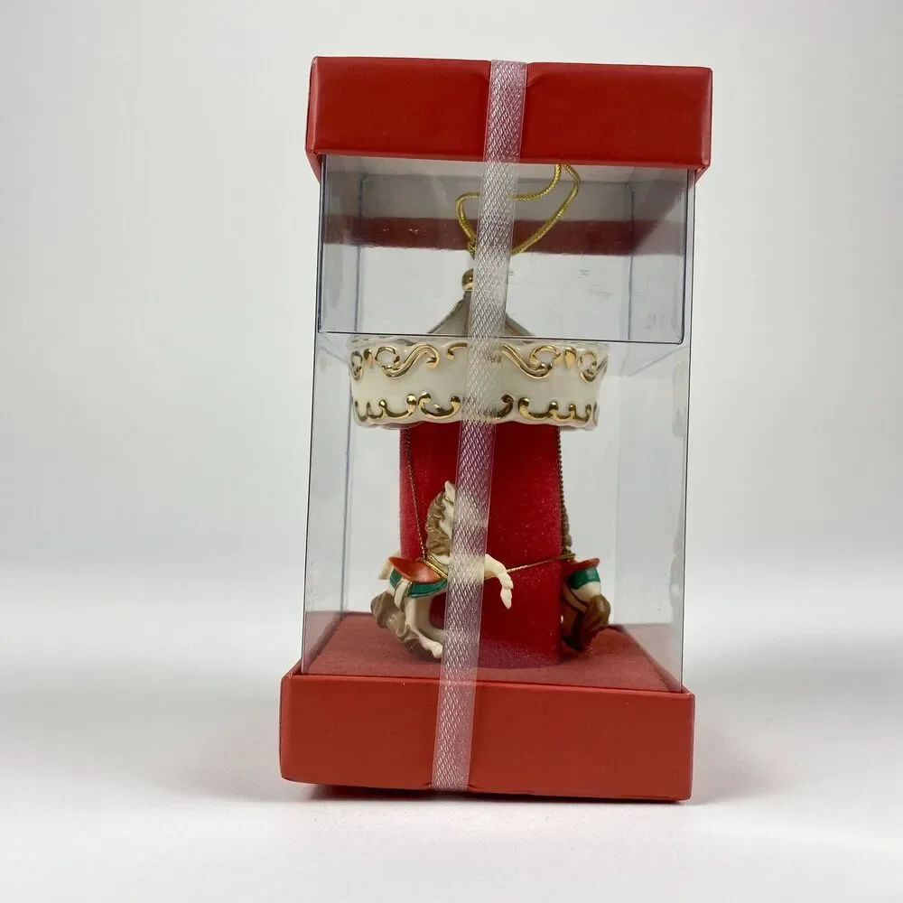 NEW Lenox Carousel Boxed Christmas Ornament Porcelain Horses 2000 NOS SEALED